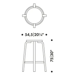 Artek 64 Barhocker Gestell lackiert 75cm| Barhocker