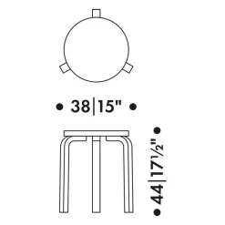 Artek 60 Hocker Gestell klar lackiert| Hocker
