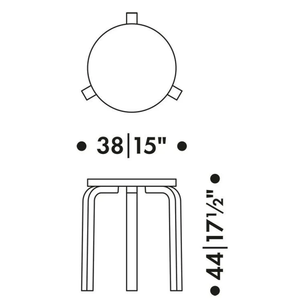 Artek 60 Hocker Gestell klar lackiert| Hocker