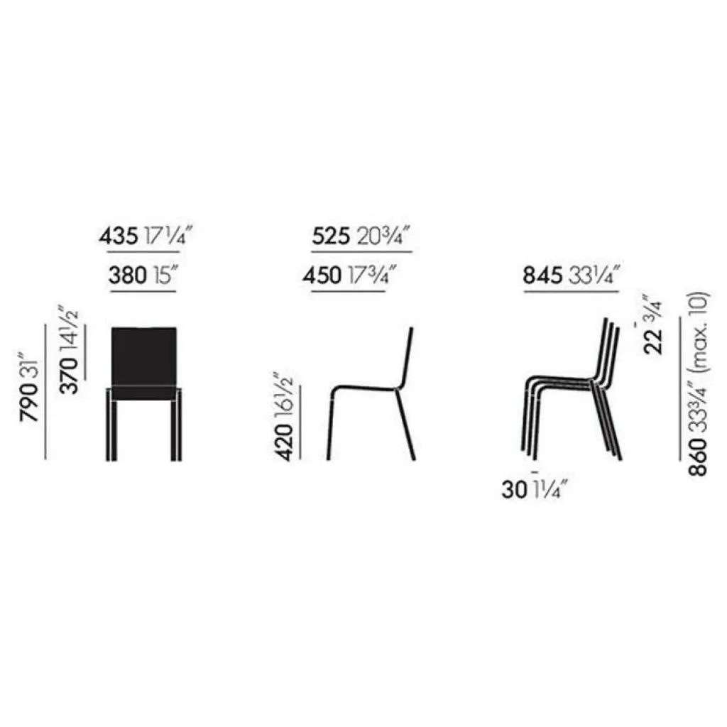 Stühle^Vitra .03 Stuhl stapelbar Gestell silberfarben