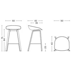 Barhocker^HAY AAS 32 2.0 Barhocker niedrig Walnuss lackiert