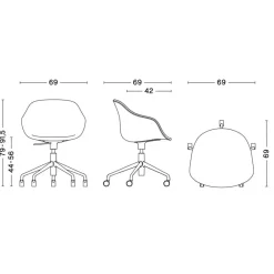 Bürostühle^HAY About a Chair AAC 253 Bürodrehstuhl Gestell poliert