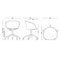 Bürostühle^HAY About a Chair AAC 53 Bürodrehstuhl höhenverstellbar
