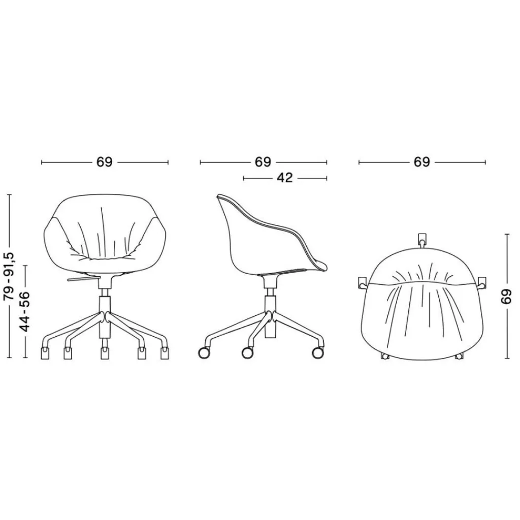 HAY About a Chair AAC 253 Soft Bürodrehstuhl Gestell poliert| Bürostühle