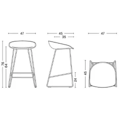 Barhocker^HAY About a Stool AAS 38 2.0 Barhocker niedrig Gestell weiß