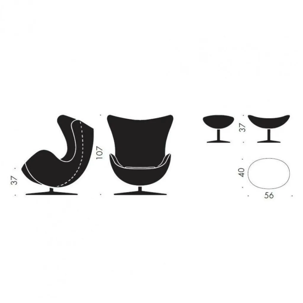 Sessel^Fritz Hansen Aktion Egg Chair/Das Ei™ Sessel + Hocker Leder