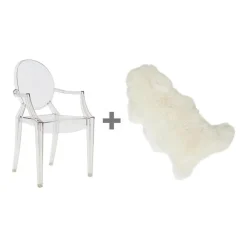 Stühle^Kartell Aktionsset Louis Ghost Armlehnstuhl + Fell