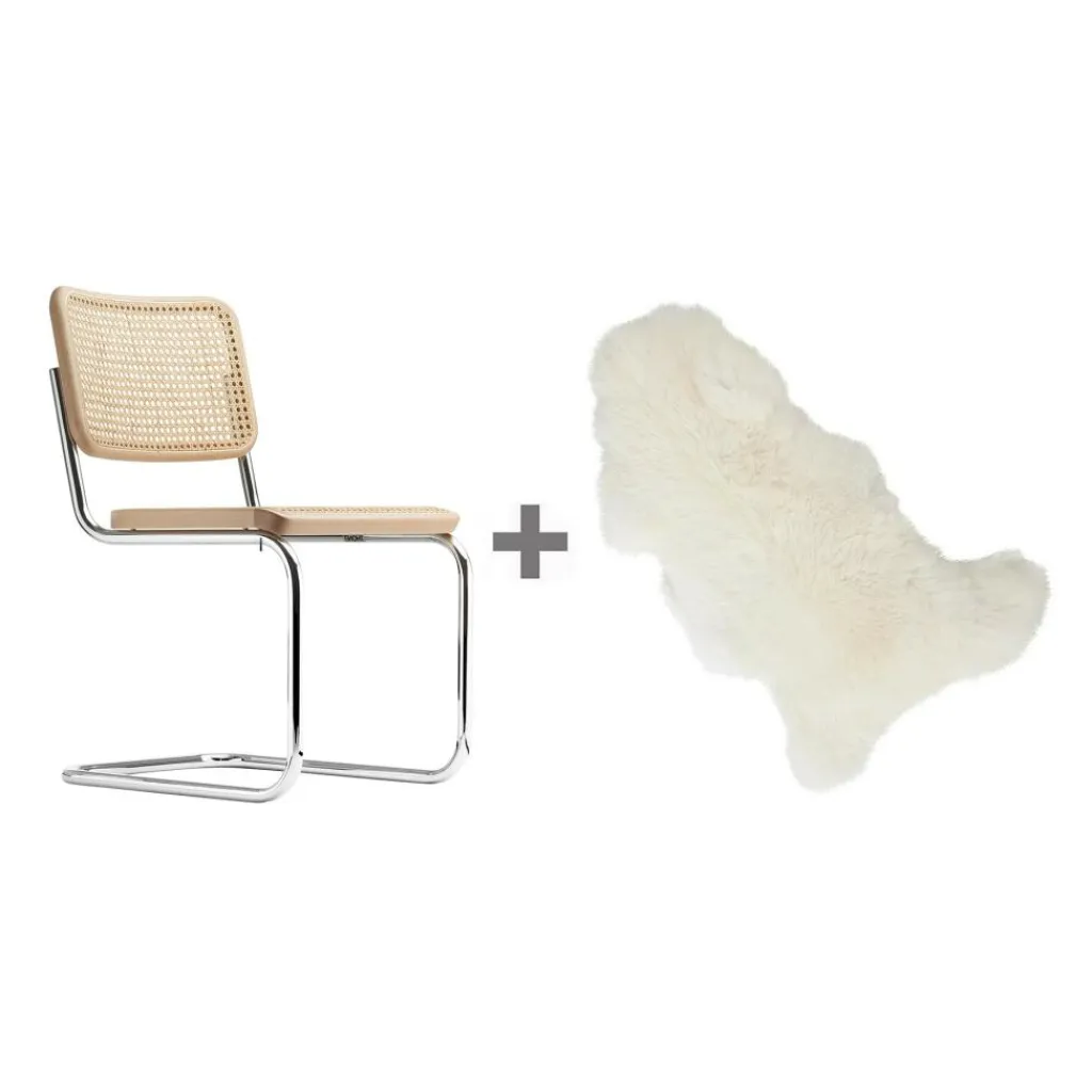 Stühle^Thonet Aktionsset S 32 V Freischwinger Stuhl + Fell