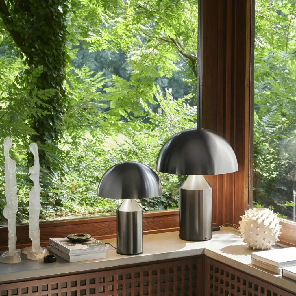 Oluce Atollo Tischleuchte Nickel| Nachttischleuchten