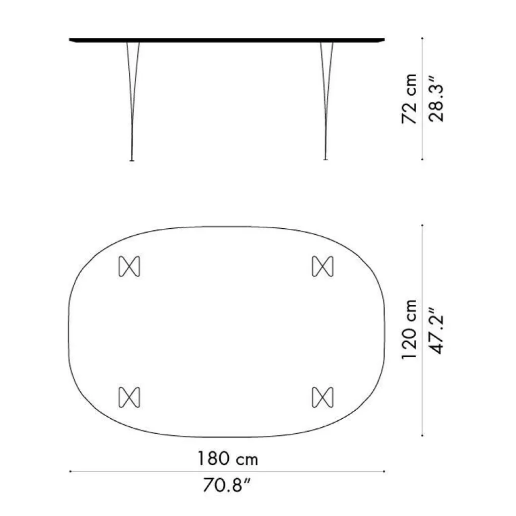 Tische|Esstische^Fritz Hansen B613 Super-elliptischer Tisch 180x120x72cm