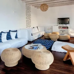 Gervasoni Bolla Rattan-Beistelltisch / Ottomane| Beistelltische|Tische