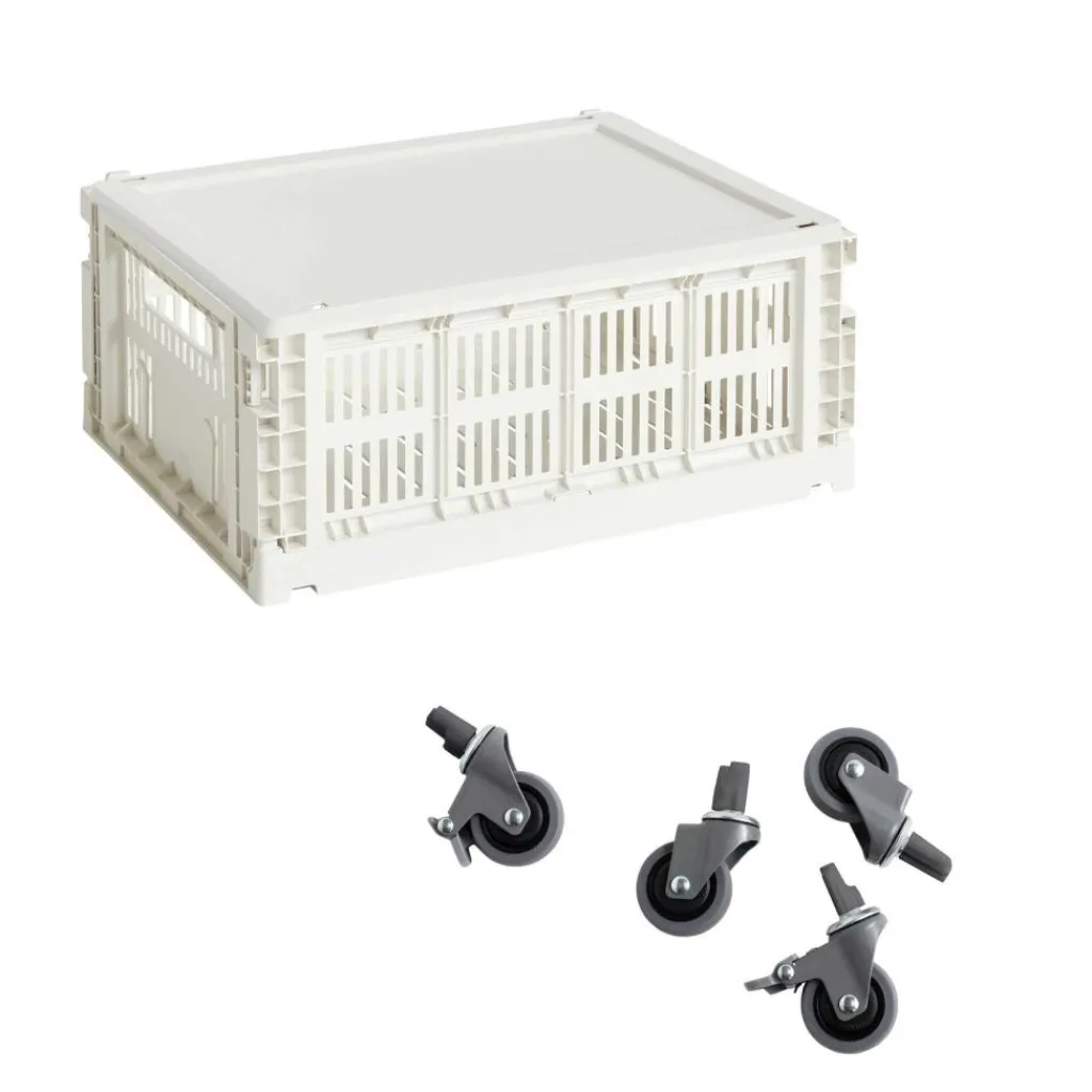 HAY Colour Crate Korb M mit Deckel und Rollen| Körbe & Taschen