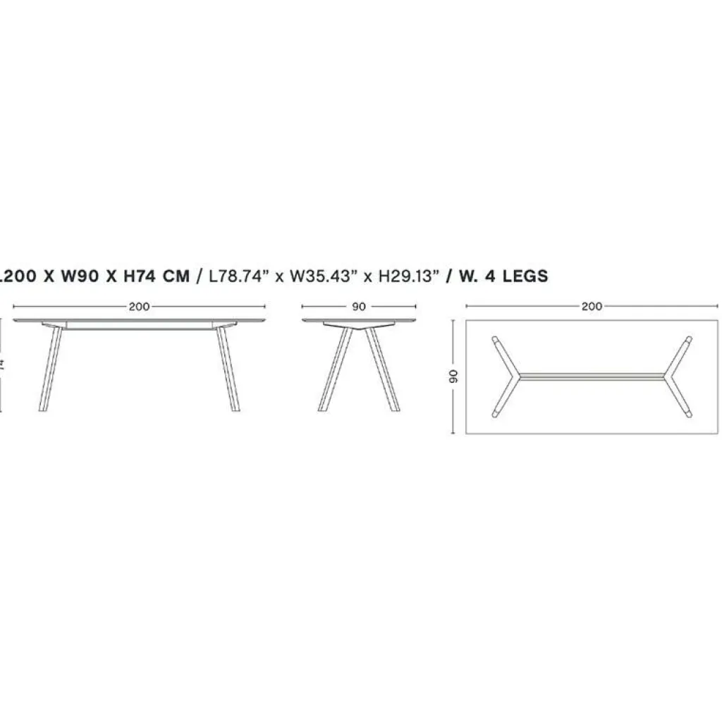 HAY Copenhague CPH30 2.0 2.0 Esstisch Linoleum 200x90cm| Esstische