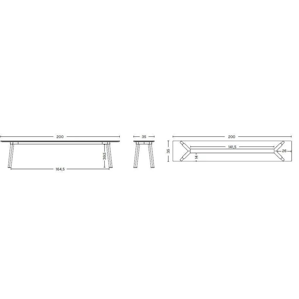 Bänke^HAY Copenhague CPH Deux 215 2.0 Bank 200cm