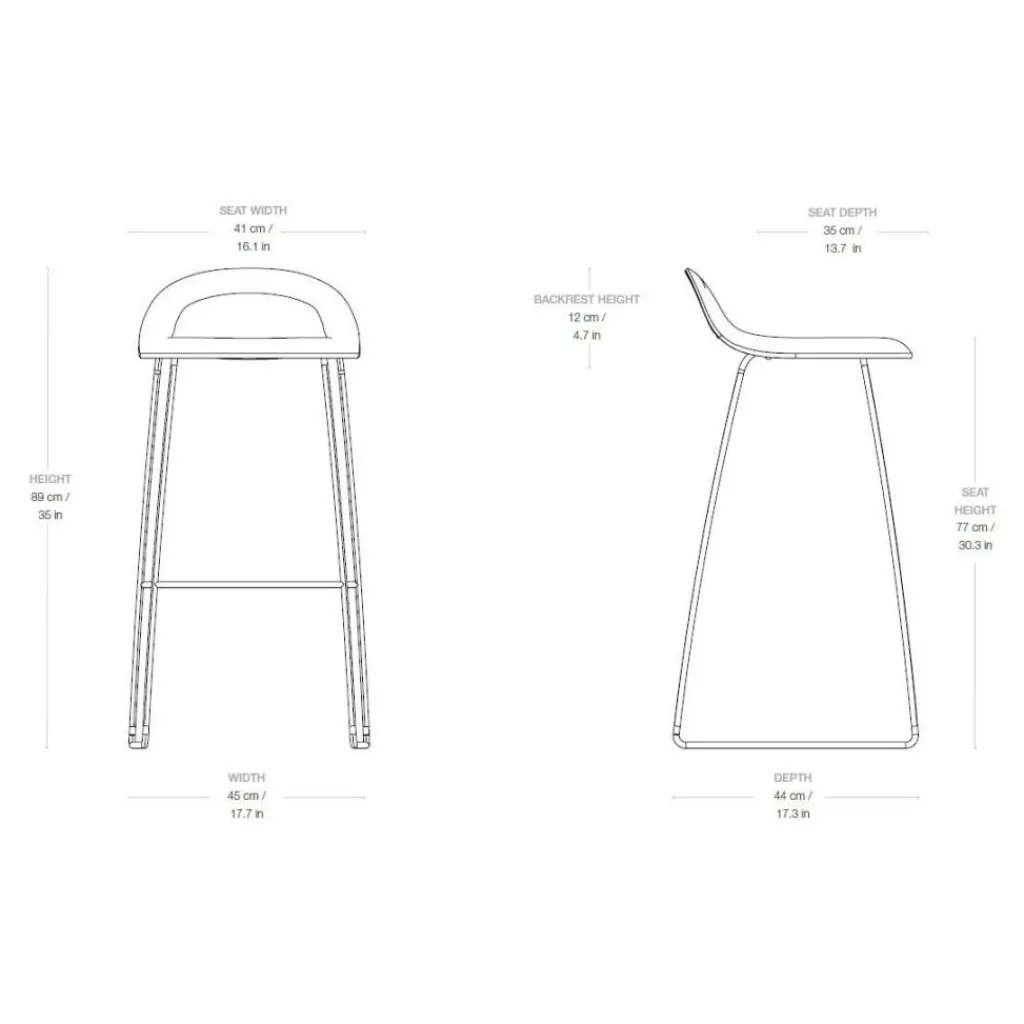 Barhocker^Gubi 3D Barstuhl gepolstert
