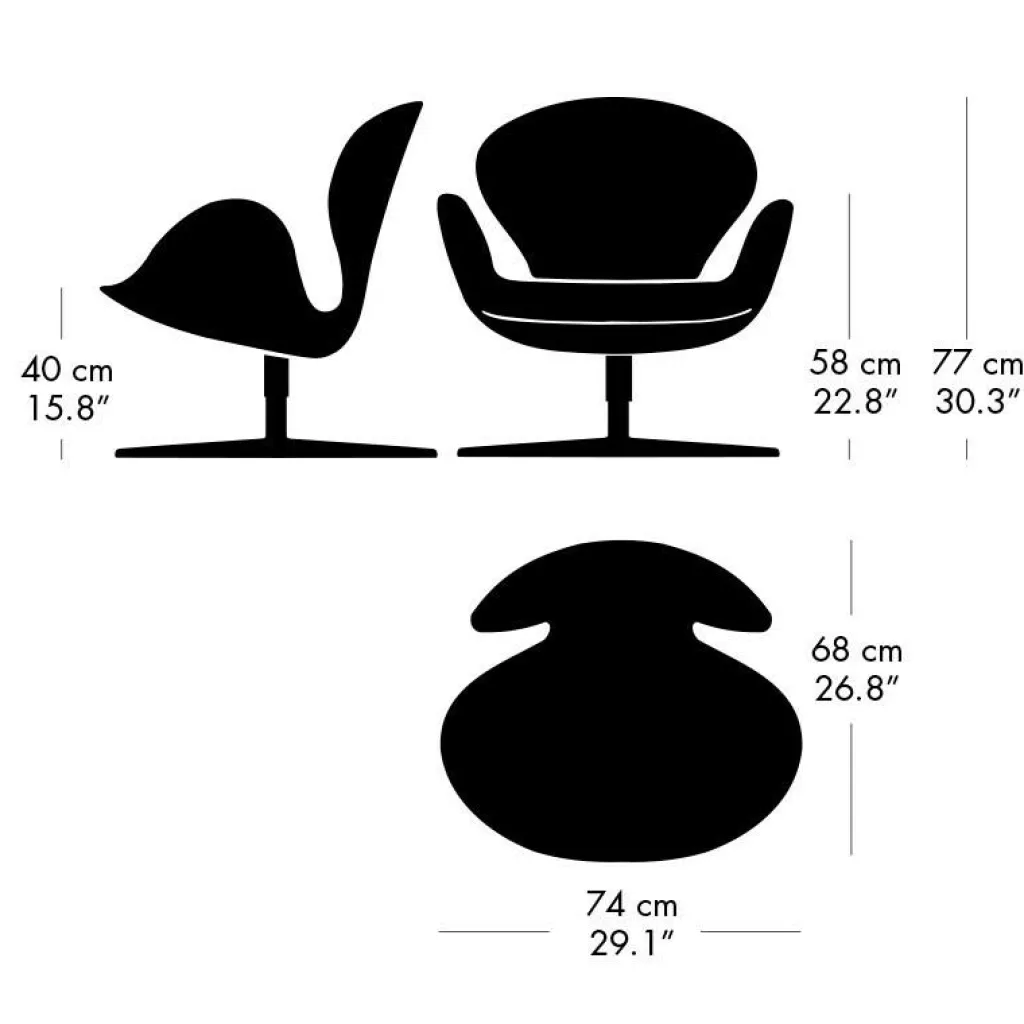 Fritz Hansen Der Schwan™/ Swan™ Sessel Stoff Gestell Schwarz| Sessel