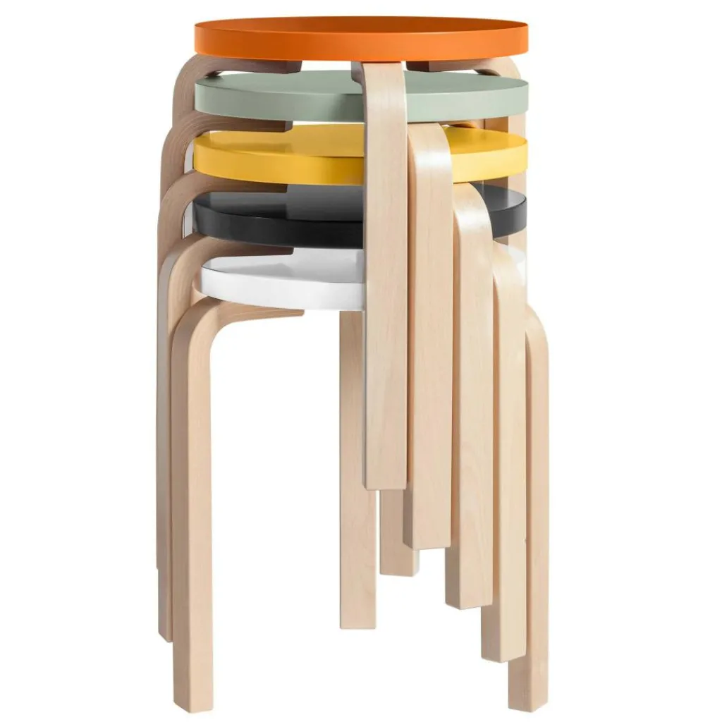 Hocker^Artek E60 Hocker Gestell klar lackiert