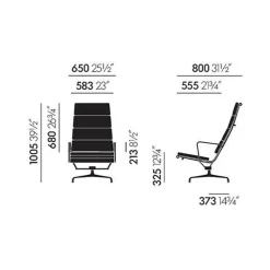 Sessel^Vitra EA 222 Soft Pad Aluminium Chair Drehsessel Leder