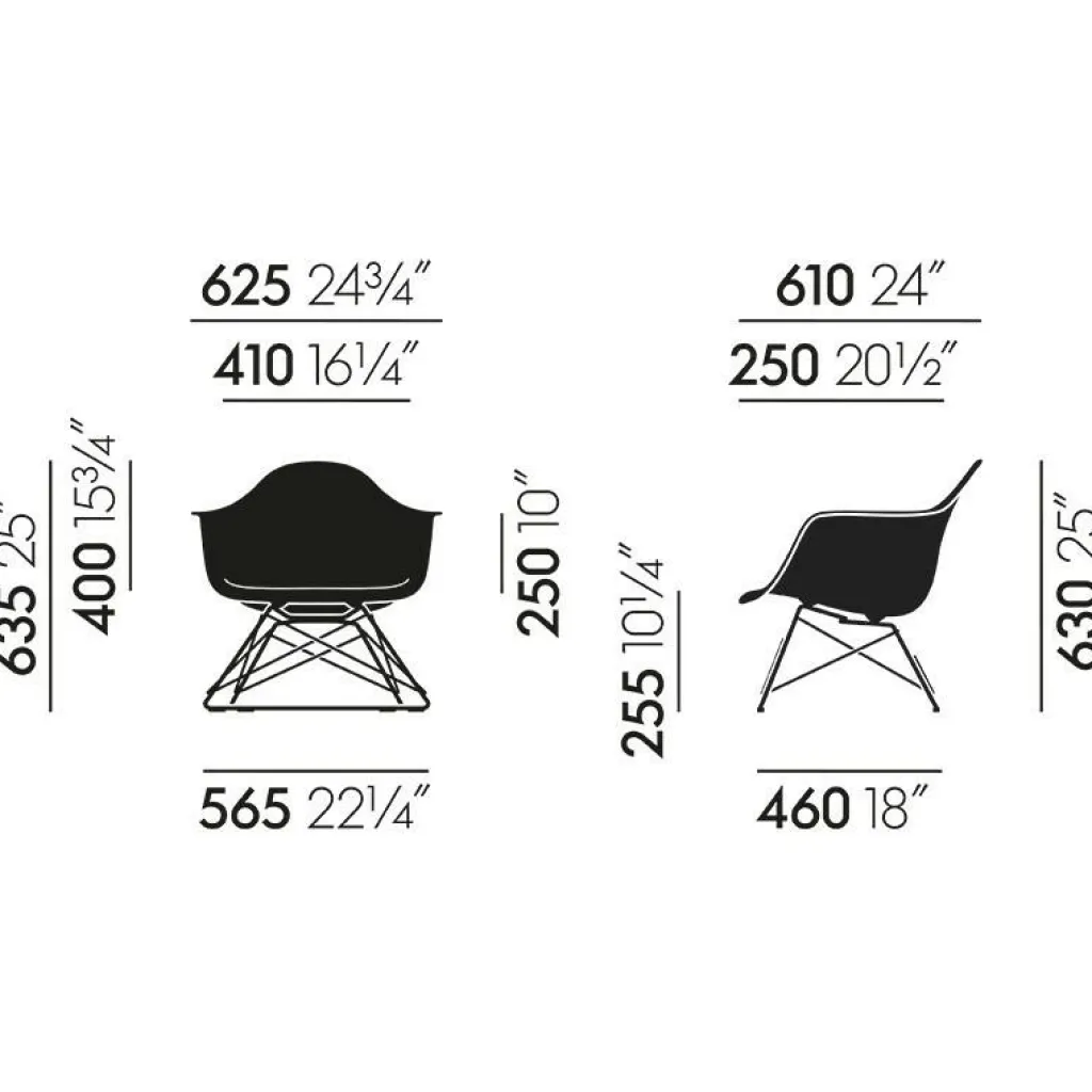 Sessel^Vitra Eames Fiberglass Armchair LAR Gestell weiß
