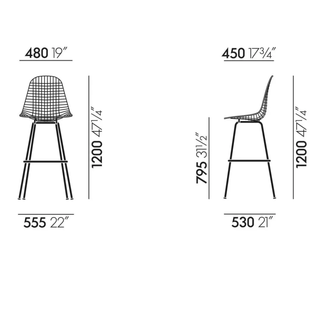 Barhocker^Vitra Eames Wire Barstuhl hoch