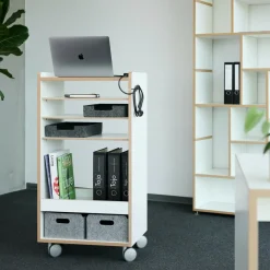 Container|Container^Tojo Fahrbar Rollwagen mit Fächern dreifach