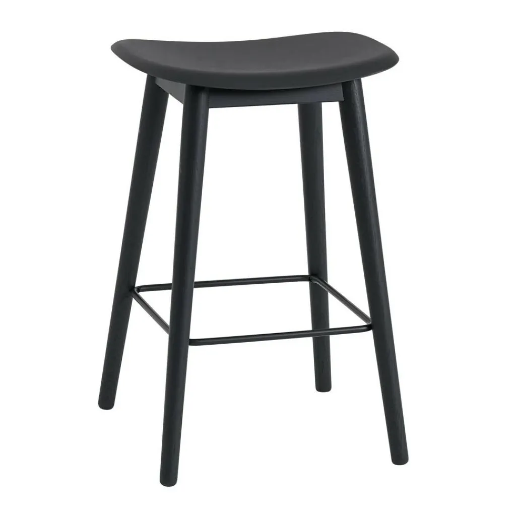 Barhocker^Muuto Fiber Barhocker mit Holzgestell 65cm
