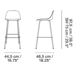 Barhocker^Muuto Fiber Barhocker mit Rückenlehne 75cm Leder