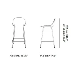 Barhocker^Muuto Fiber Barhocker mit Rückenlehne 65cm Leder