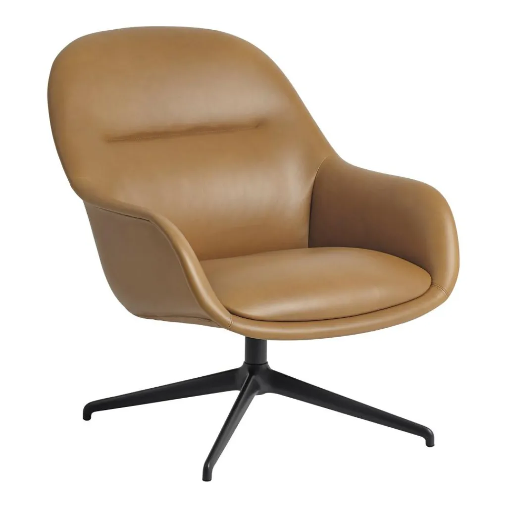Sessel^Muuto Fiber Lounge Armchair Drehgestell Leder