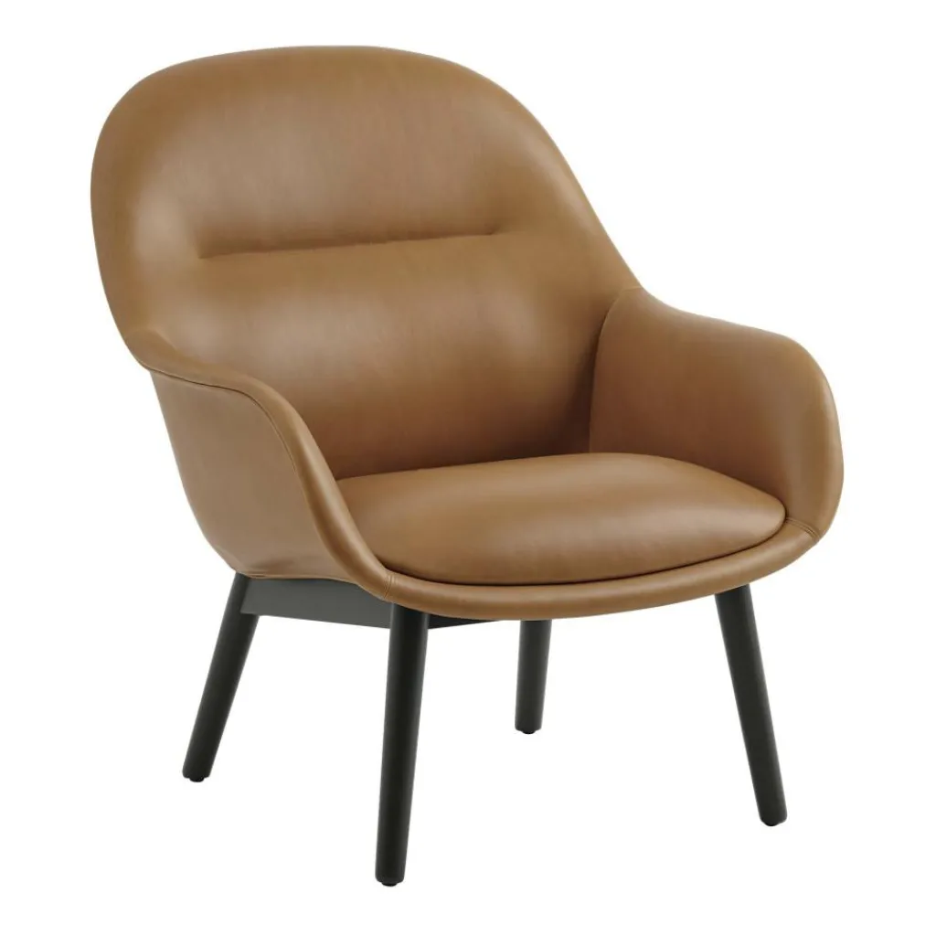 Stühle^Muuto Fiber Lounge Armchair Holzgestell gepolstert Leder