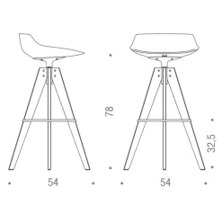 MDF Italia Flow Barhocker Gestell Eiche 78cm| Barhocker