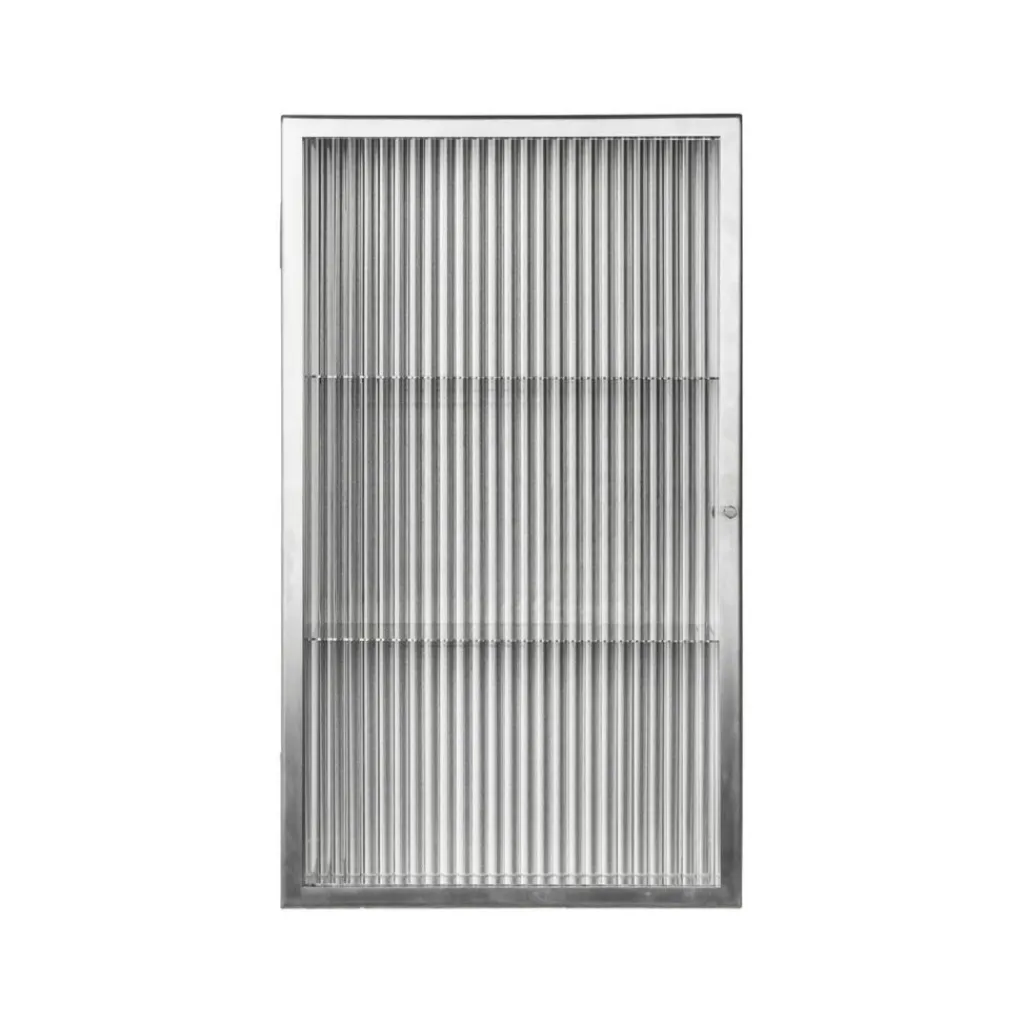 Ferm Living Haze Wandschrank geriffeltes Glas 35x60cm Edelstahl| Schränke