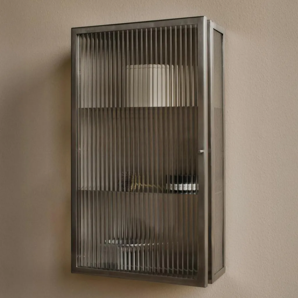 Ferm Living Haze Wandschrank geriffeltes Glas 35x60cm Edelstahl| Schränke