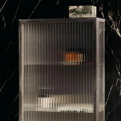 Schränke^Ferm Living Haze Wandschrank geriffeltes Glas 35x100cm Edelstahl