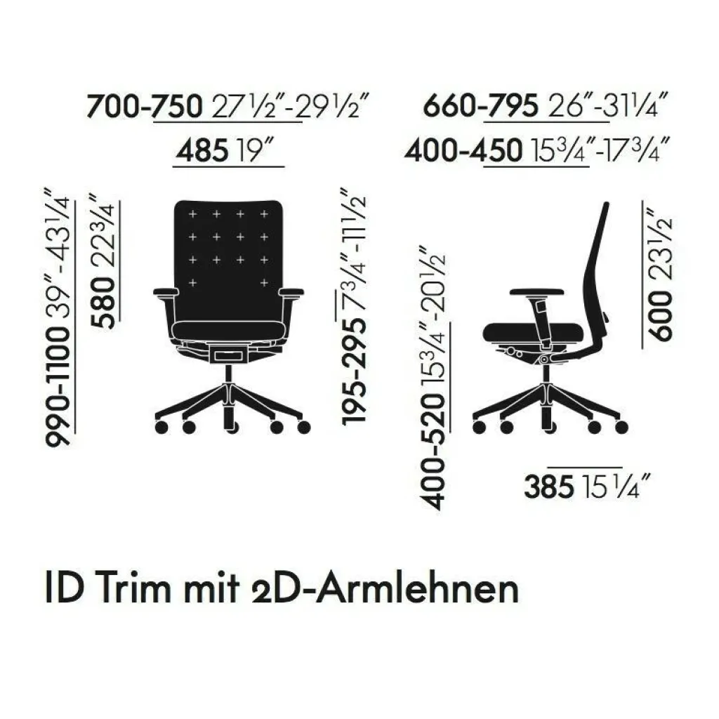 Bürostühle^Vitra ID Trim Citterio Bürostuhl mit 2D-Armlehnen