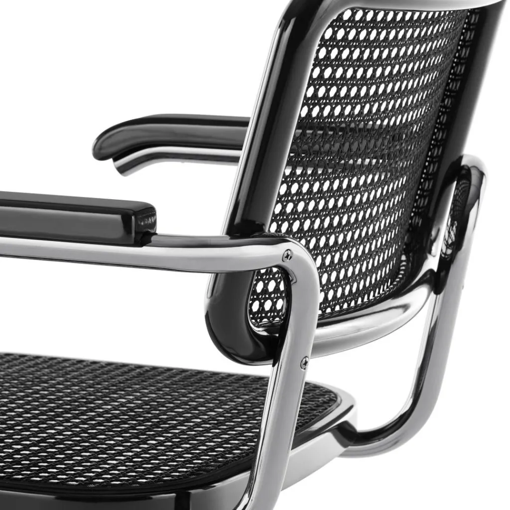 Stühle^Thonet JS. a personal Interpretation by Jil Sander S 64 V Serious Freischwinger Armlehnstuhl mit Rohrgeflecht