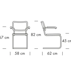 Stühle^Thonet JS. a personal Interpretation by Jil Sander S 64 V Serious Freischwinger Armlehnstuhl mit Rohrgeflecht