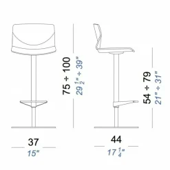 Barhocker^Lapalma Kai S39 Barhocker Sitz Eiche mit Kissen 54-79cm