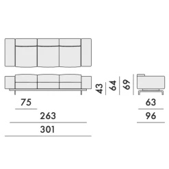 Sofas^Kartell Largo 3-Sitzer Sofa 301x96x69cm