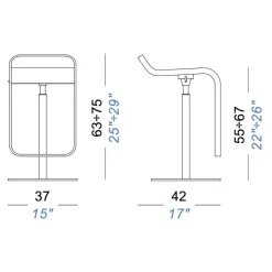 Lapalma LEM S79 Barhocker Sitzfläche Eiche 63-75cm| Barhocker