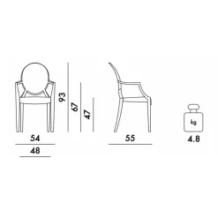 Stühle^Kartell Louis Ghost Armlehnstuhl