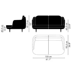 Sofas^Fritz Hansen Lune™ JH200 2-Sitzer Sofa Füße Eiche