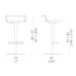 Lapalma Mak S110 Barhocker Sitzfläche Stoff 55-80cm| Barhocker