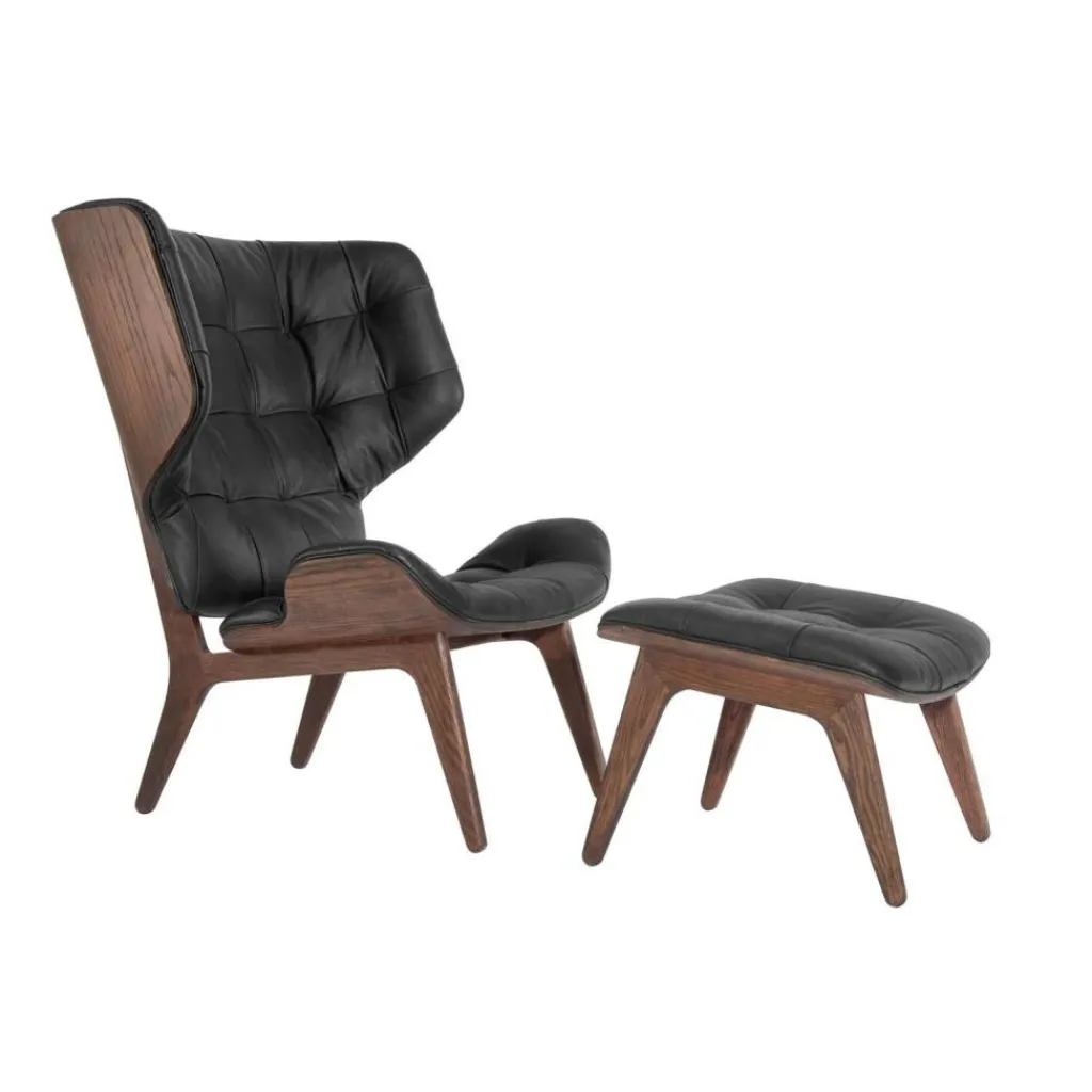 NORR 11 Mammoth Sessel Leder Gestell dunkel gebeizte Eiche| Sessel