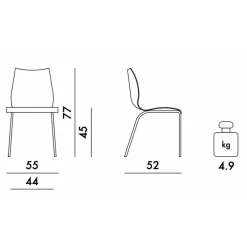 Stühle^Kartell Maui Stuhl Gestell Stahlrohr schwarz lackiert