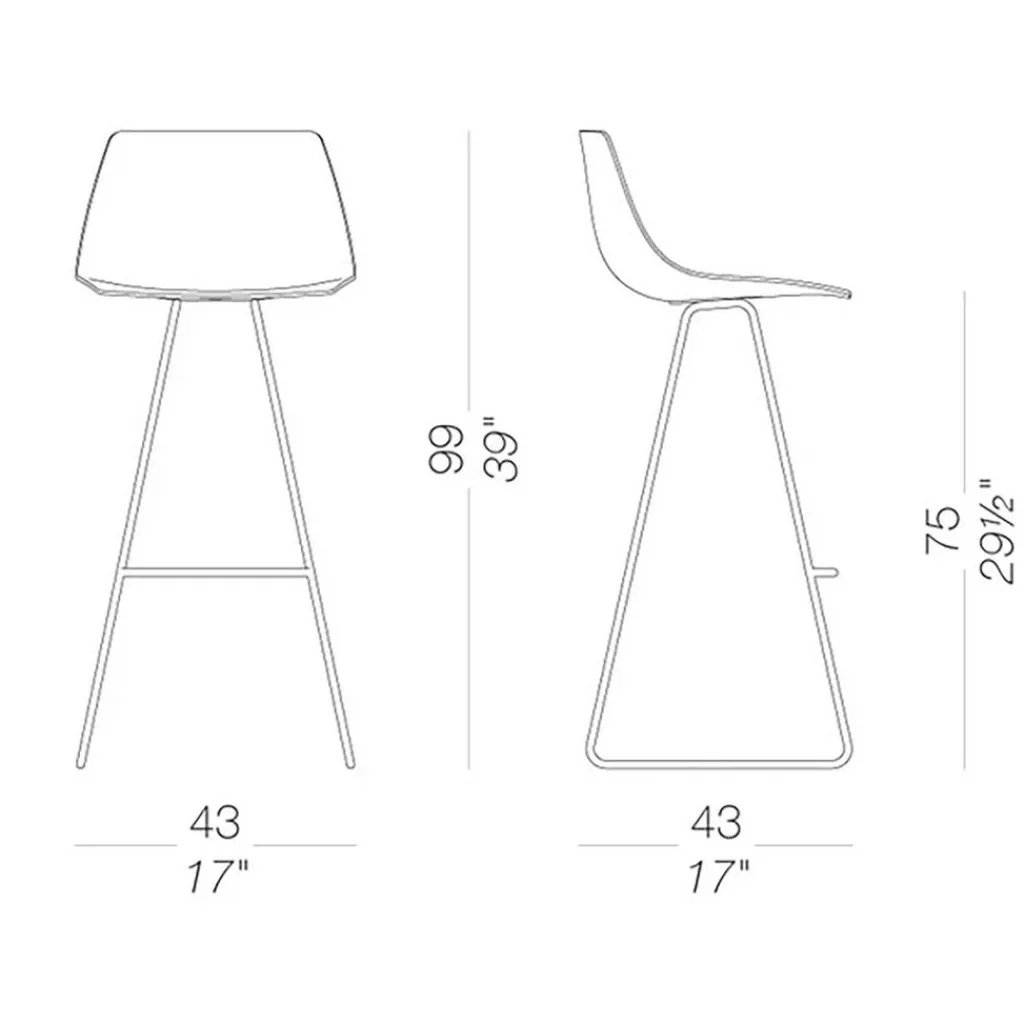 Lapalma Miunn Barhocker Kufengestell schwarz H75| Barhocker