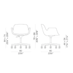 Lapalma Pass S135 Armlehnstuhl mit Rollen 78-88cm| Bürostühle
