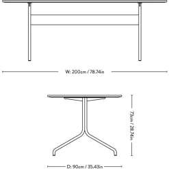 &Tradition Pavilion AV19 Esstisch 90x200cm Gestell chrom| Esstische