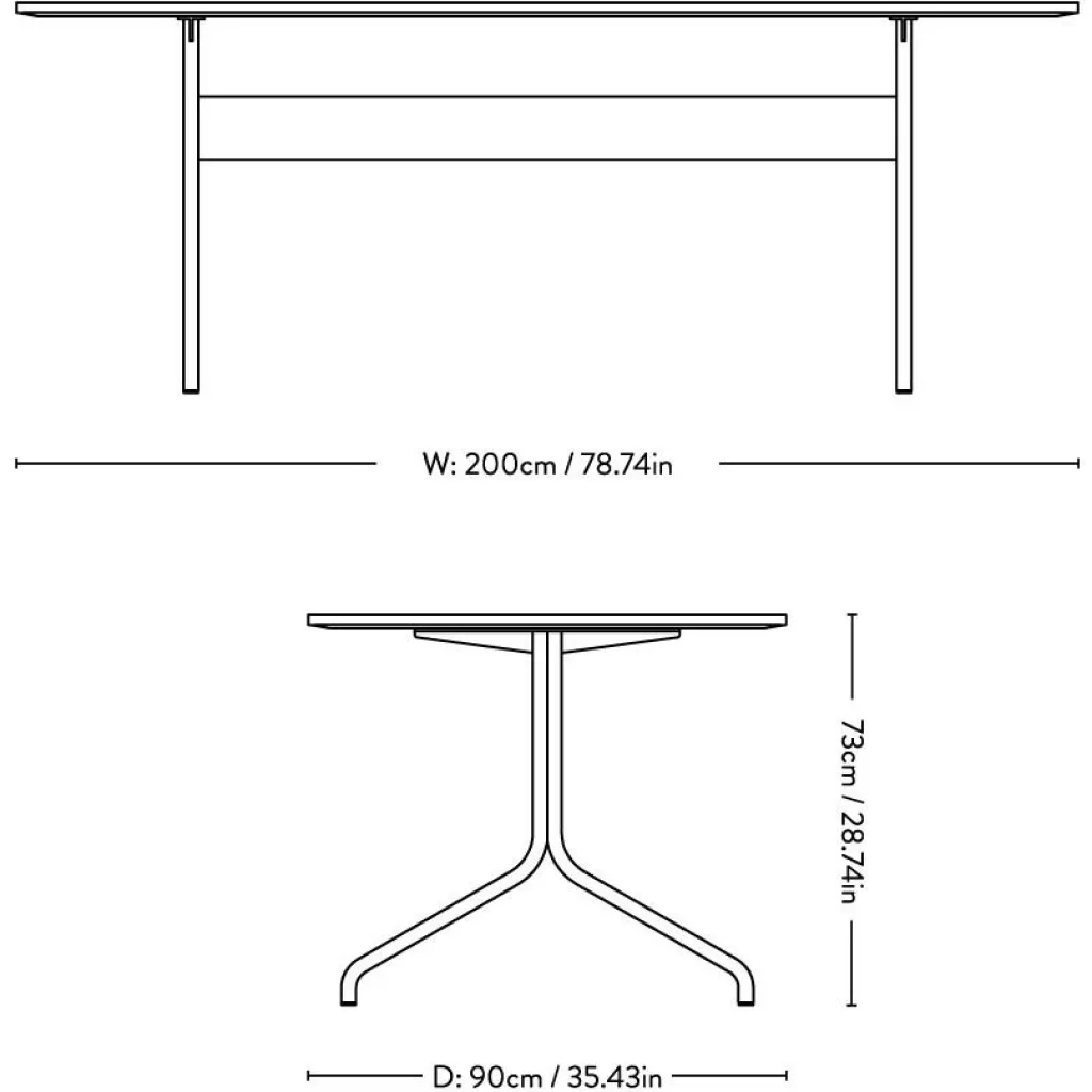&Tradition Pavilion AV19 Esstisch 90x200cm Gestell chrom| Esstische