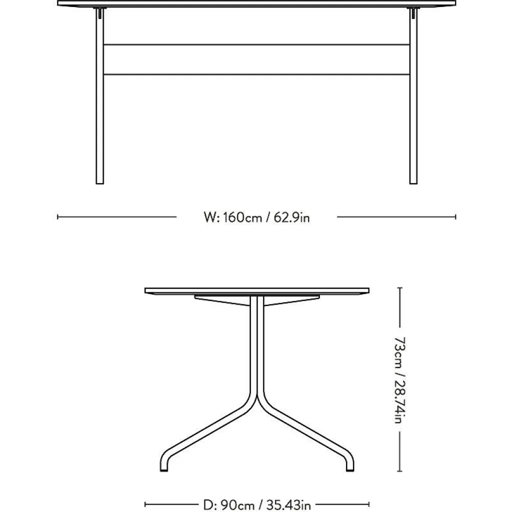 &Tradition Pavilion AV18 Schreibtisch 90x160cm Gestell chrom| Tische